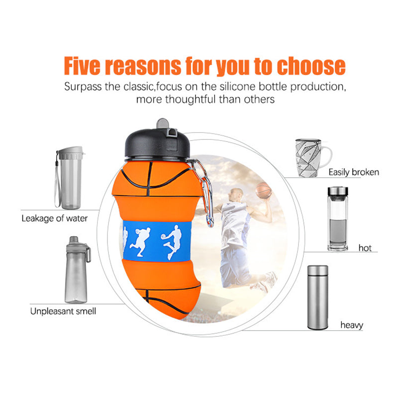 Silicone Basketball Water Bottle, 550ml - WBI0009