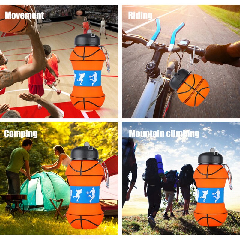 Silicone Basketball Water Bottle, 550ml - WBI0009