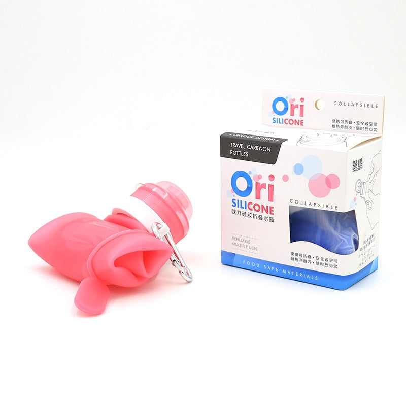 Portable Collapsible Silicone Bottle, 400ml, 600ml, Ideal for Travel and Outdoor Activities - WBI0002