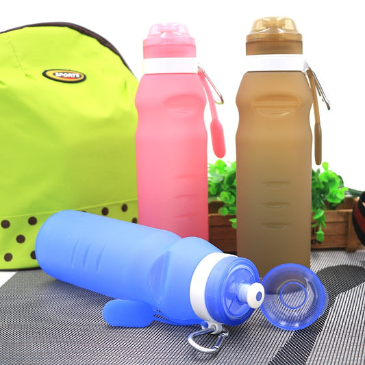 Portable Collapsible Silicone Bottle, 400ml, 600ml, Ideal for Travel and Outdoor Activities - WBI0002