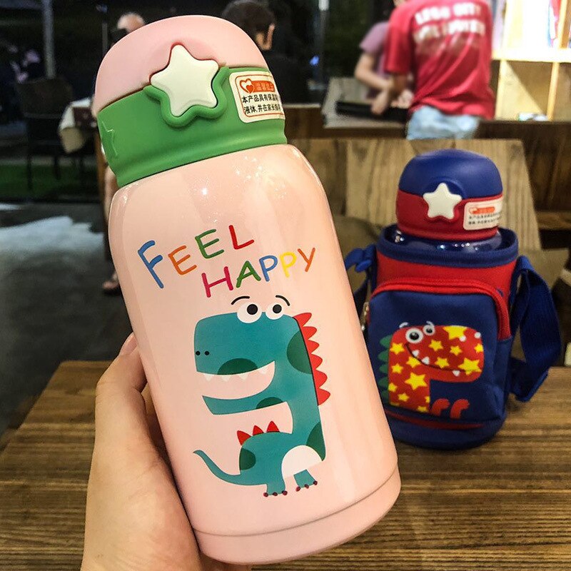 Stainless Steel Insulated Bottle With Straw - Potable thermos for kids, 500ml - WBS0040