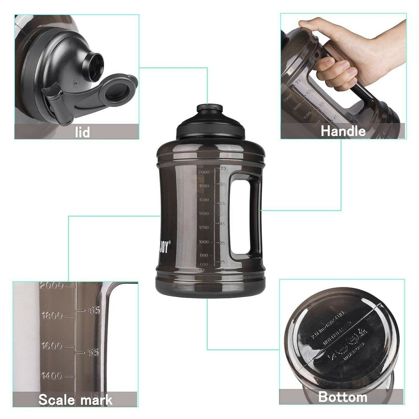 Large Capacity Plastic Bottle for Sport and Camping, 2.5L - WBP0005