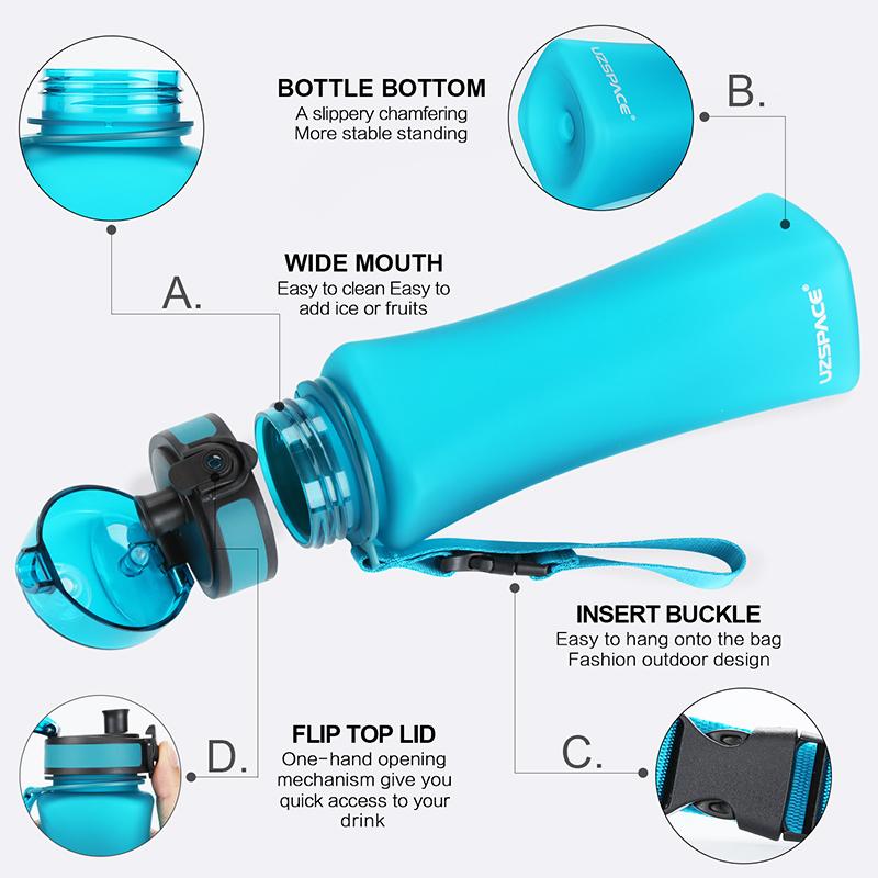 UZSPACE Sport Water Bottle - BPA-Free Portable Plastic Tritan Bottle, 500ml - WBP0025