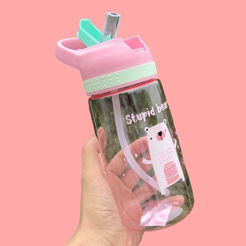 WBP0048 Portable Plastic Water Bottles with Straw for Kids - 450ml