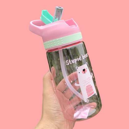 WBP0048 Portable Plastic Water Bottles with Straw for Kids - 450ml