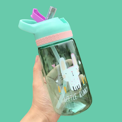 WBP0048 Portable Plastic Water Bottles with Straw for Kids - 450ml