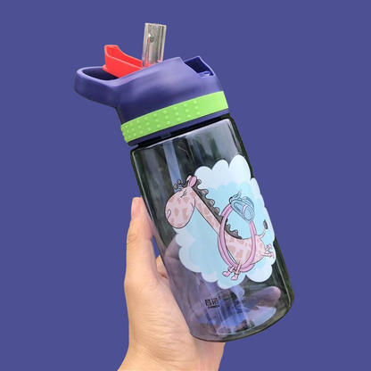 WBP0048 Portable Plastic Water Bottles with Straw for Kids - 450ml