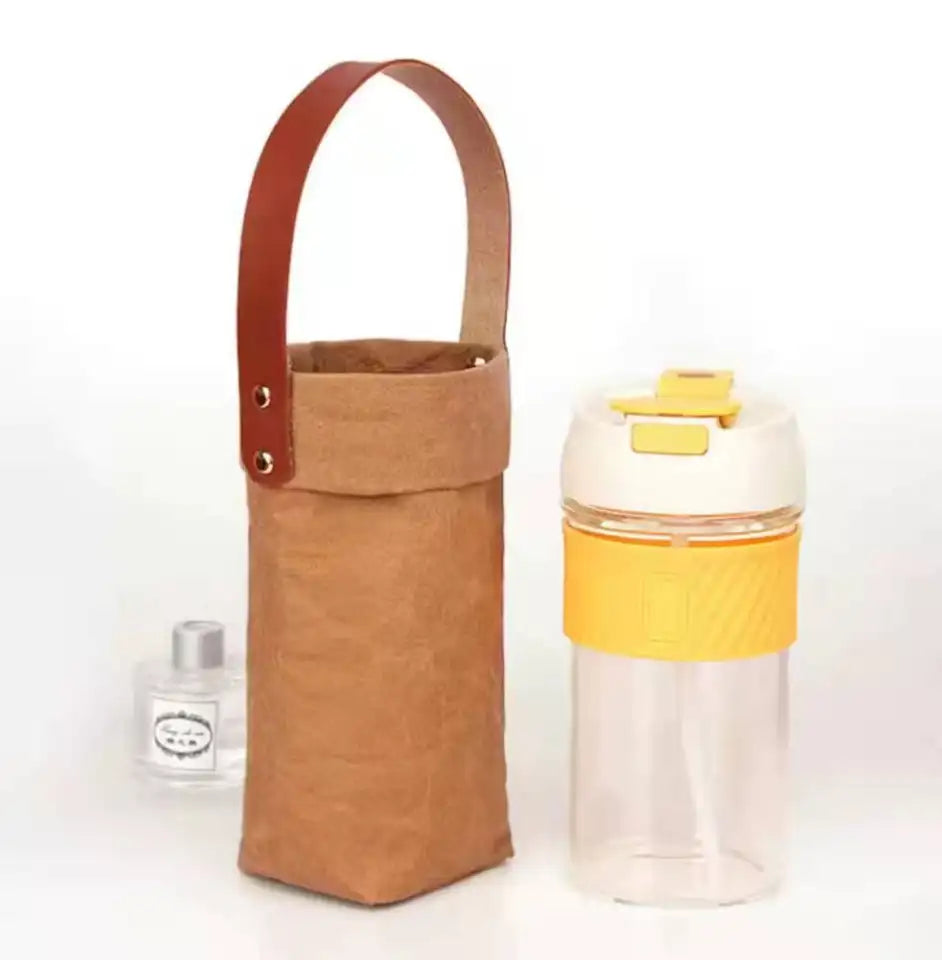 BCP0004 Carft Paper Water Bottle Carrier with PU Handle