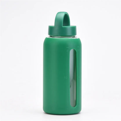 Borosilicate Glass Bottle with Silicone Sleeve and Plastic Lid, 800ml - WBG0005