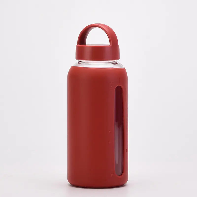 Borosilicate Glass Bottle with Silicone Sleeve and Plastic Lid, 800ml - WBG0005