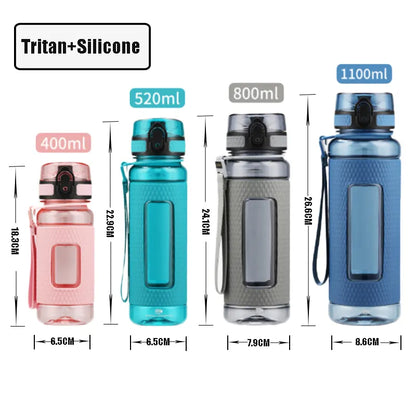 WBP0035 Flip Top Plastic Water Bottle with Strap - 400ml, 520ml, 800ml, 1100ml