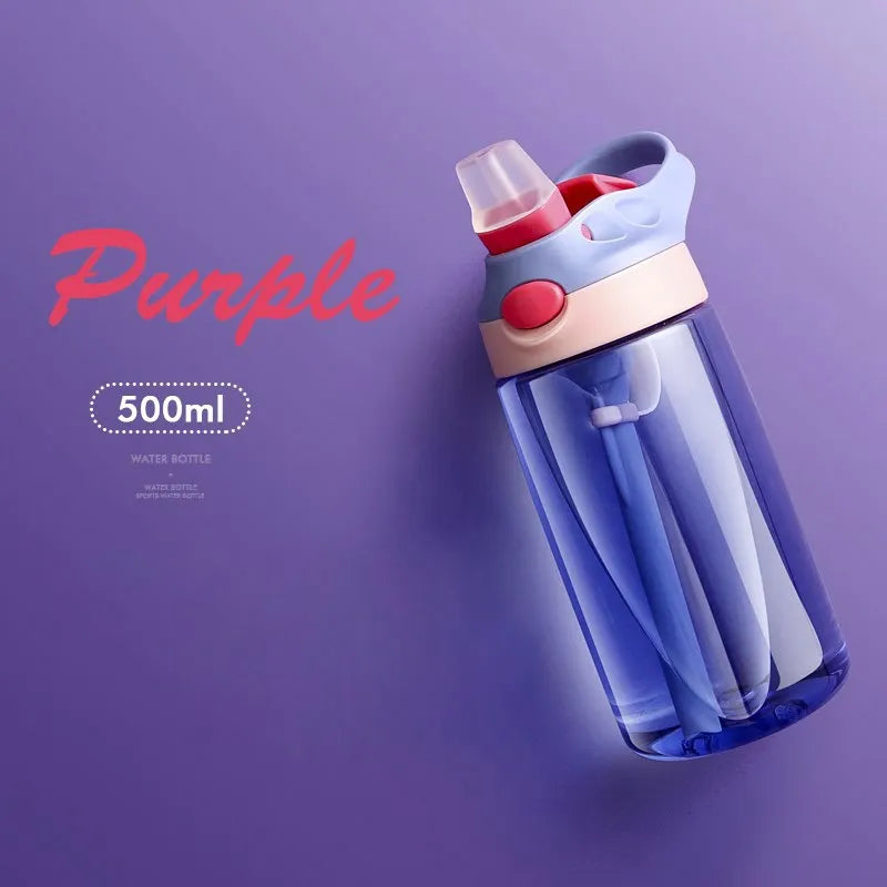 WBP0047 Portable Plastic Water Bottles with Straw for Kids - 500ml