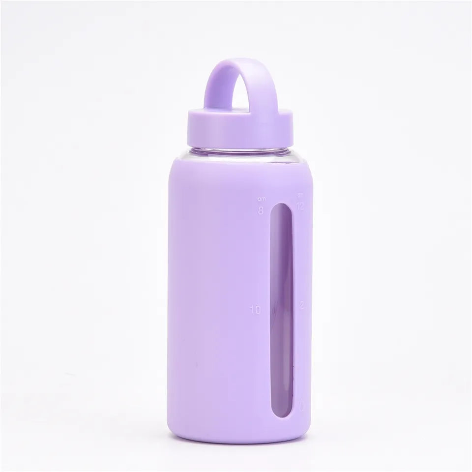 Borosilicate Glass Bottle with Silicone Sleeve and Plastic Lid, 800ml - WBG0005