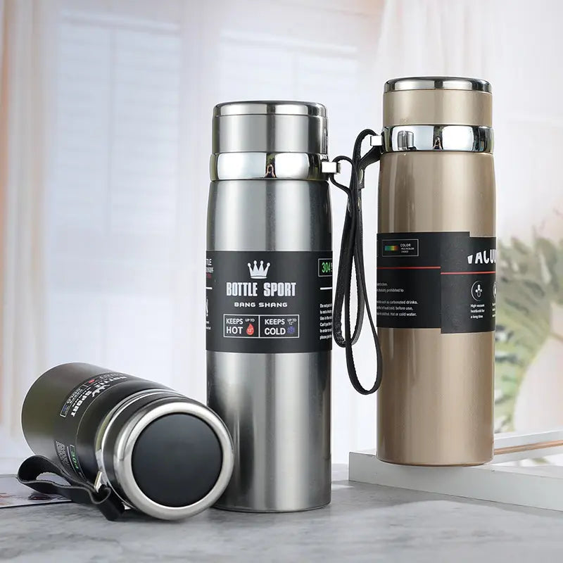Stainless Steel Insulated Bottle with Handle, 600ml, 800ml, and 1000ml - WBS0035