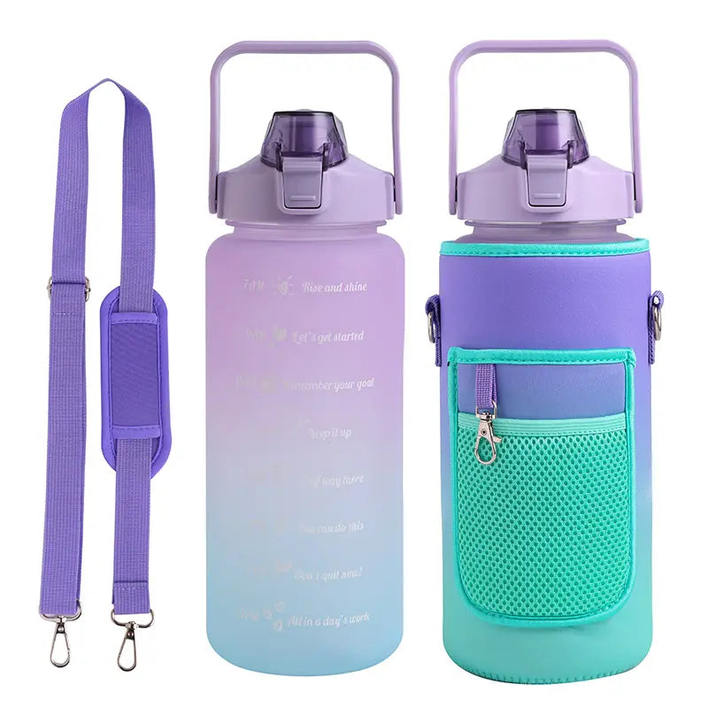 Large Portable Plastic Bottle with Straw for Sports, 2L with Phone Holder - WBP0014