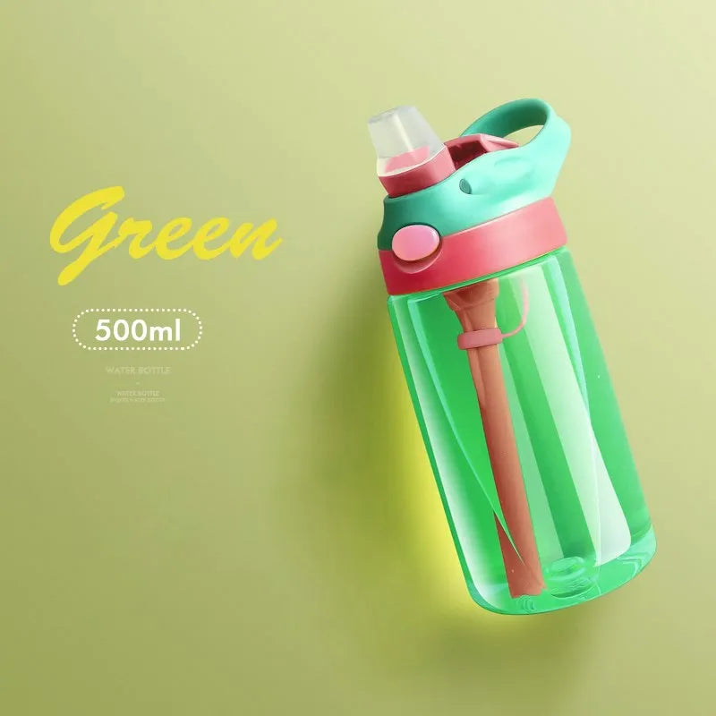 WBP0047 Portable Plastic Water Bottles with Straw for Kids - 500ml