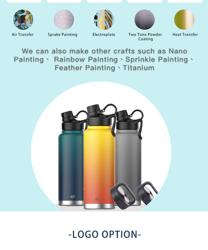 WBS0004 Stainless Steel Vacuum Insulated Flask Thermos - 12oz, 18oz, 24oz, 1L (32oz), 40oz, and 64oz sizes. Best Seller.