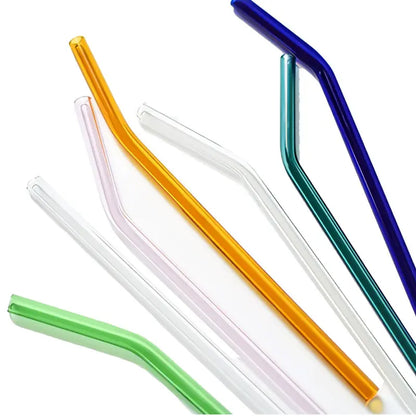 RSG0001 Reusable Straight or Bent Glass Straws - Eco-Friendly and High Borosilicate Clear Glass Drinking Straw