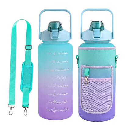 Large Portable Plastic Bottle with Straw for Sports, 2L with Phone Holder - WBP0014