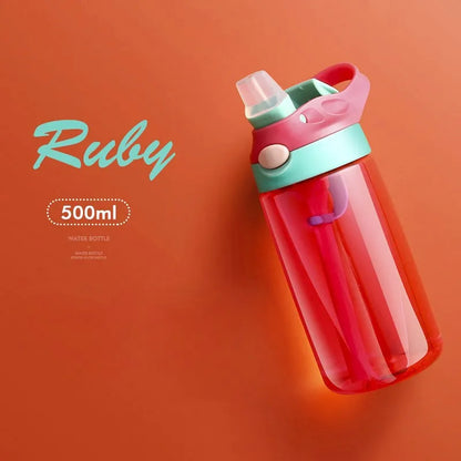 WBP0047 Portable Plastic Water Bottles with Straw for Kids - 500ml