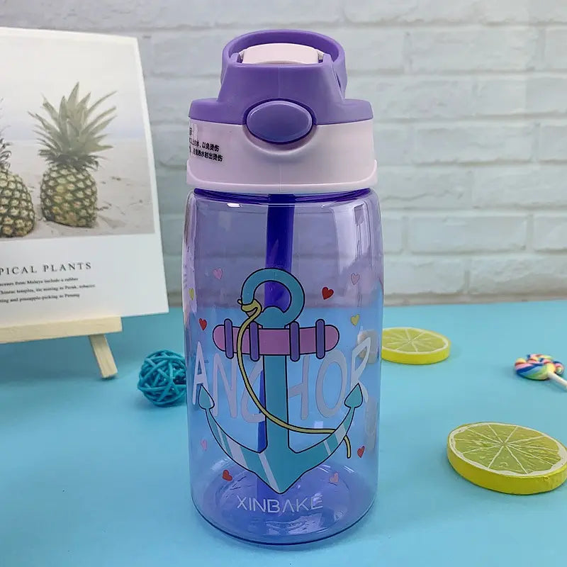 WBP0047 Portable Plastic Water Bottles with Straw for Kids - 500ml