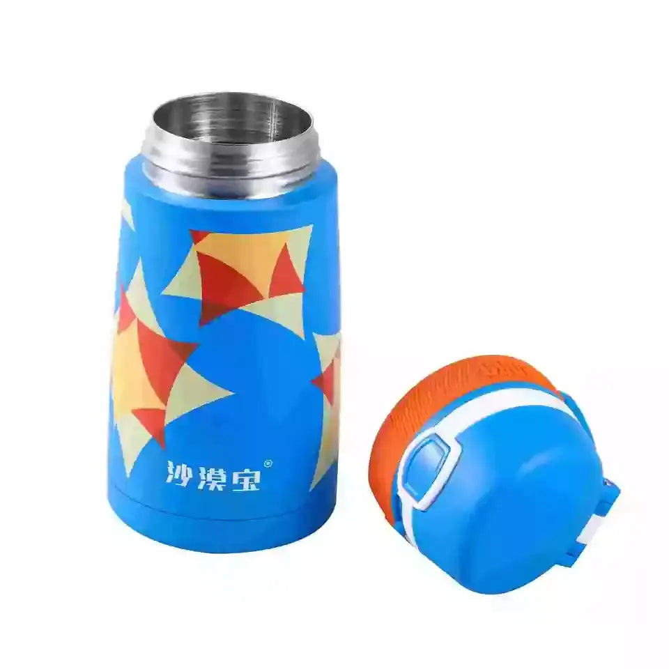 Stainless Steel Bottle - Kids Vacuum Insulated with Straw and Portable Ring, 350ml - WBS0036