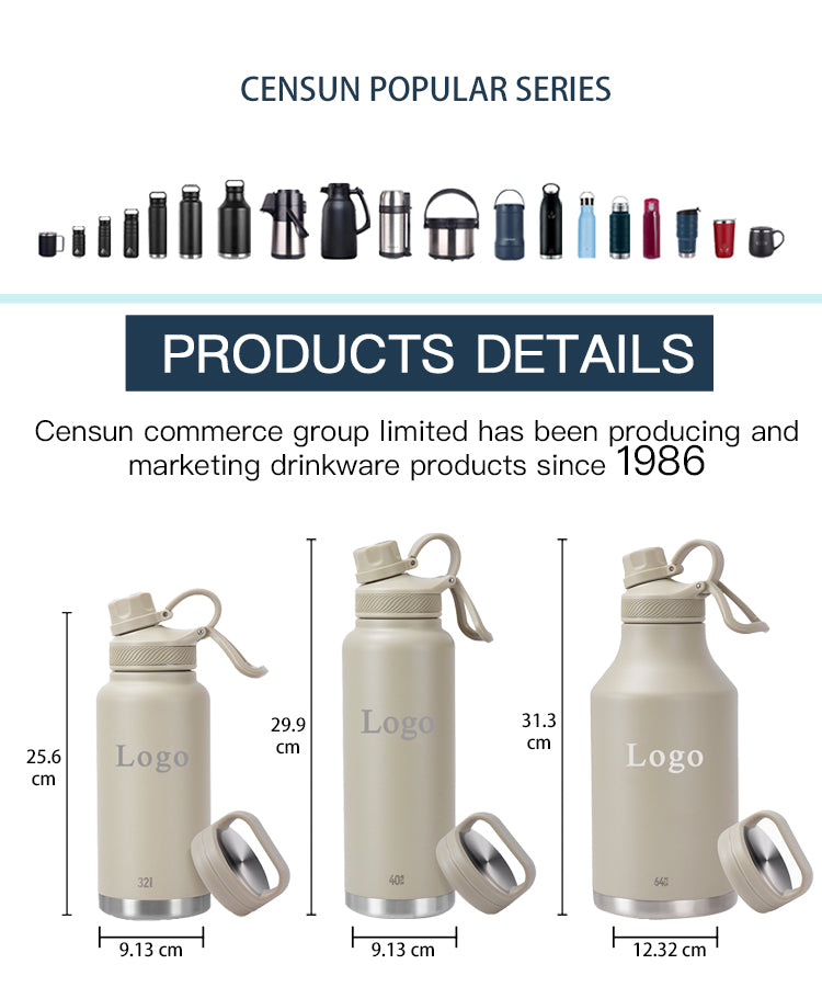 WBS0004 Stainless Steel Vacuum Insulated Flask Thermos - 12oz, 18oz, 24oz, 1L (32oz), 40oz, and 64oz sizes. Best Seller.