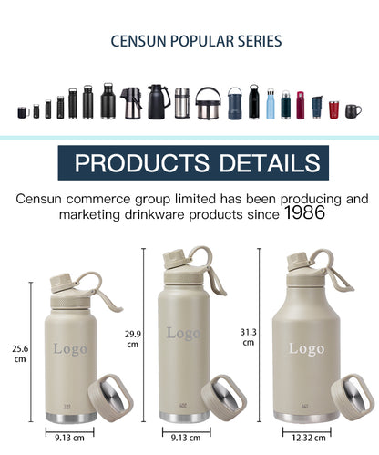 WBS0004 Stainless Steel Vacuum Insulated Flask Thermos - 12oz, 18oz, 24oz, 1L (32oz), 40oz, and 64oz sizes. Best Seller.