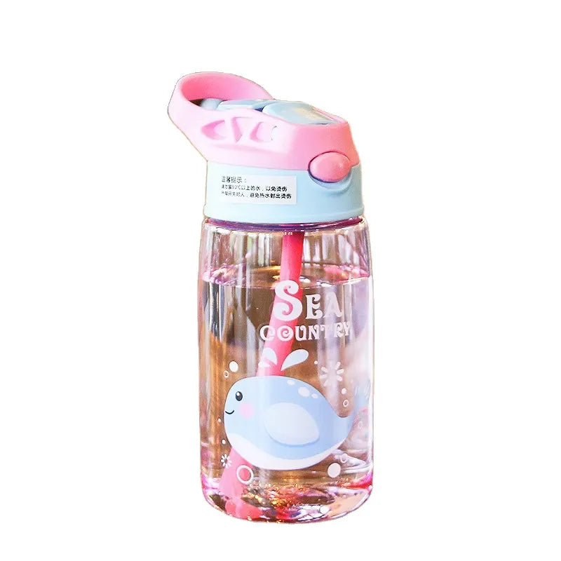 WBP0047 Portable Plastic Water Bottles with Straw for Kids - 500ml