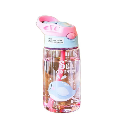 WBP0047 Portable Plastic Water Bottles with Straw for Kids - 500ml