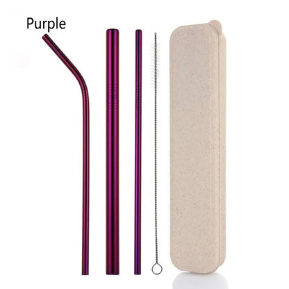 RSS0005 Reusable 304 Metal Stainless Steel Straw Set in box