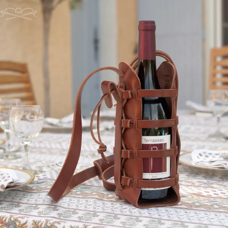 BCP0006 Handmade Genuine Leather Bottle Carrier