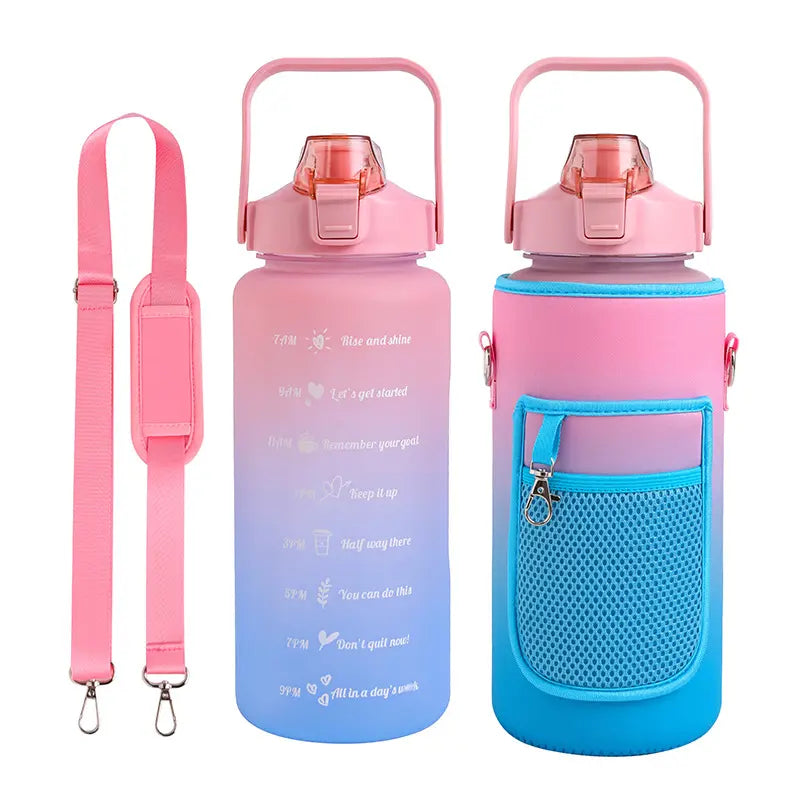 Large Portable Plastic Bottle with Straw for Sports, 2L with Phone Holder - WBP0014