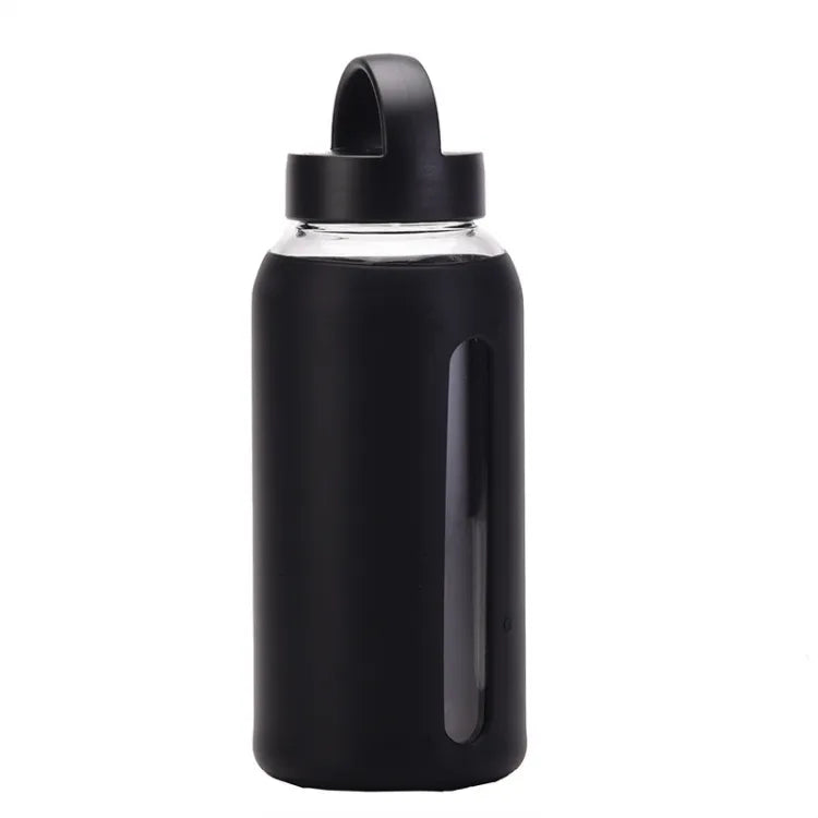 Borosilicate Glass Bottle with Silicone Sleeve and Plastic Lid, 800ml - WBG0005