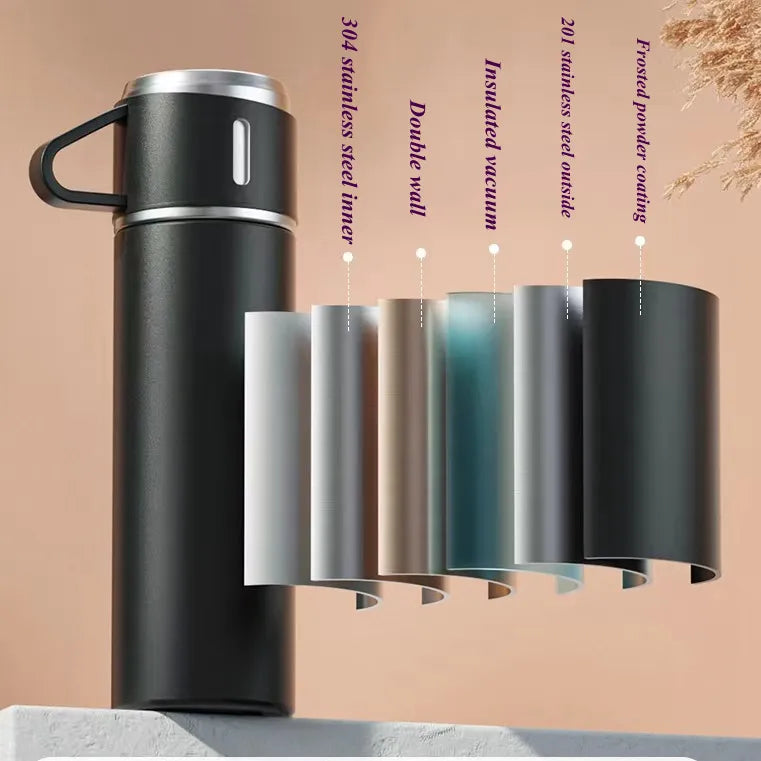 Stainless Steel Vacuum Insulated Flask Thermos Set in Gift Box - 3pcs, 500ml, 750ml - WBS0010