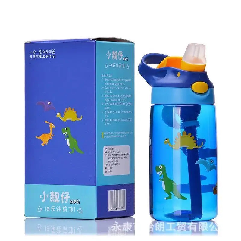 AOHEA Portable Plastic Water Bottles with Straw for Kids - 480ml -WBP0049
