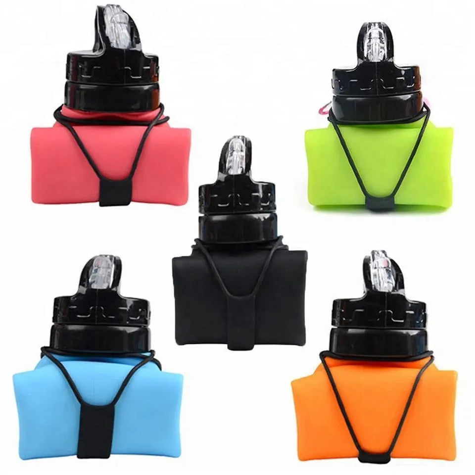 Collapsible Foldable Silicone Water Bottle, with Straw, 600ml, Ideal for Sport - WBI0001