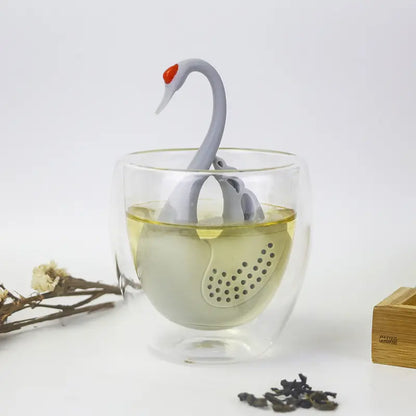 2 paks Swans Love Birds Shape Set of 2 Tea Infuser Loose Leaf Strainer Herbal & Fruit Tea Filter Diffuser Food Grade Silicone in Gray & Blue