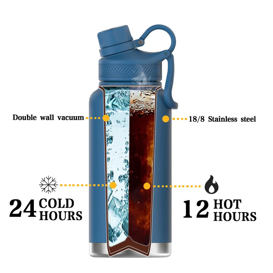WBS0004 Stainless Steel Vacuum Insulated Flask Thermos - 12oz, 18oz, 24oz, 1L (32oz), 40oz, and 64oz sizes. Best Seller.