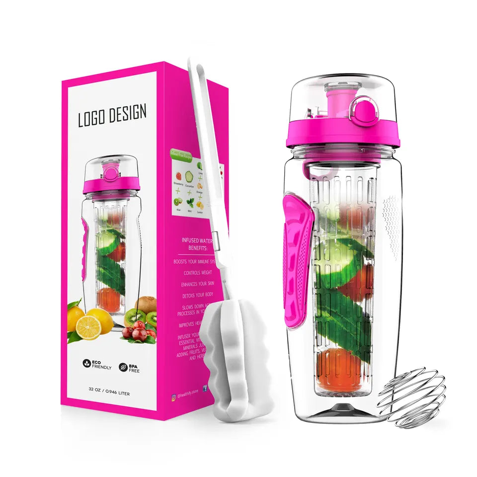 Tritan Plastic Portable Bottle with Fruit Infuser, 1L (32oz) - WBP0009