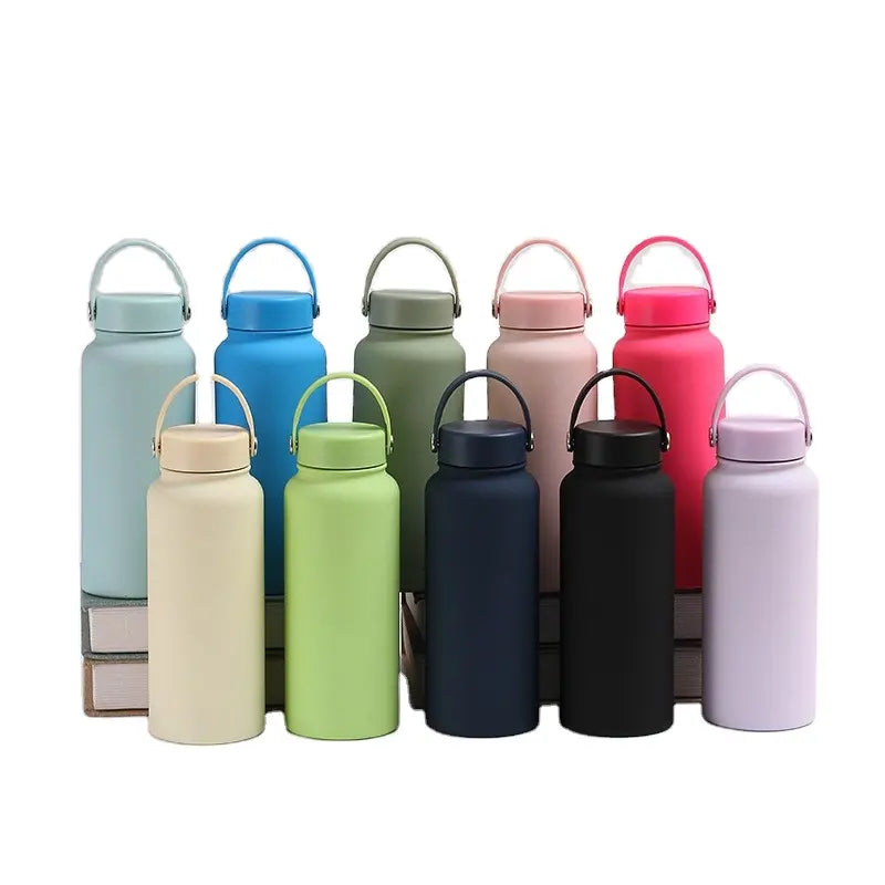 Stainless Steel Vacuum Insulated Flask Thermos with Handle Lid - 1L (32oz) - WBS0005