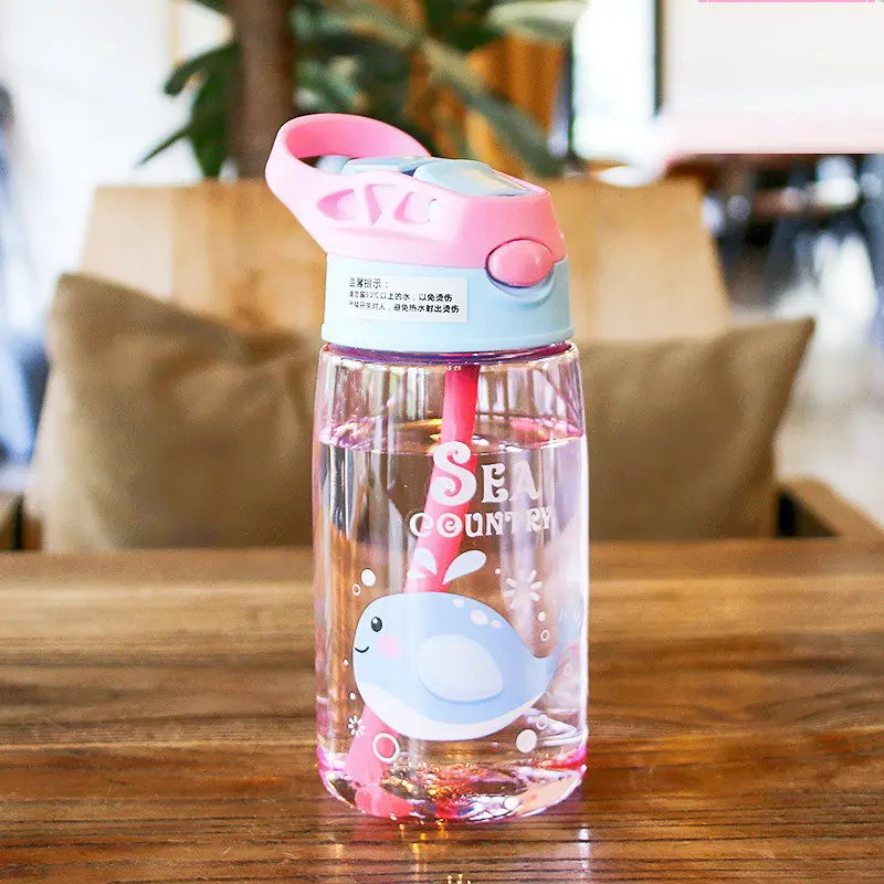 WBP0047 Portable Plastic Water Bottles with Straw for Kids - 500ml