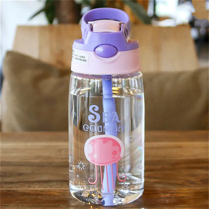 WBP0047 Portable Plastic Water Bottles with Straw for Kids - 500ml