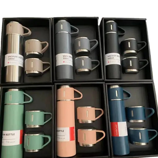 Stainless Steel Vacuum Insulated Flask Thermos Set in Gift Box - 3pcs, 500ml, 750ml - WBS0010