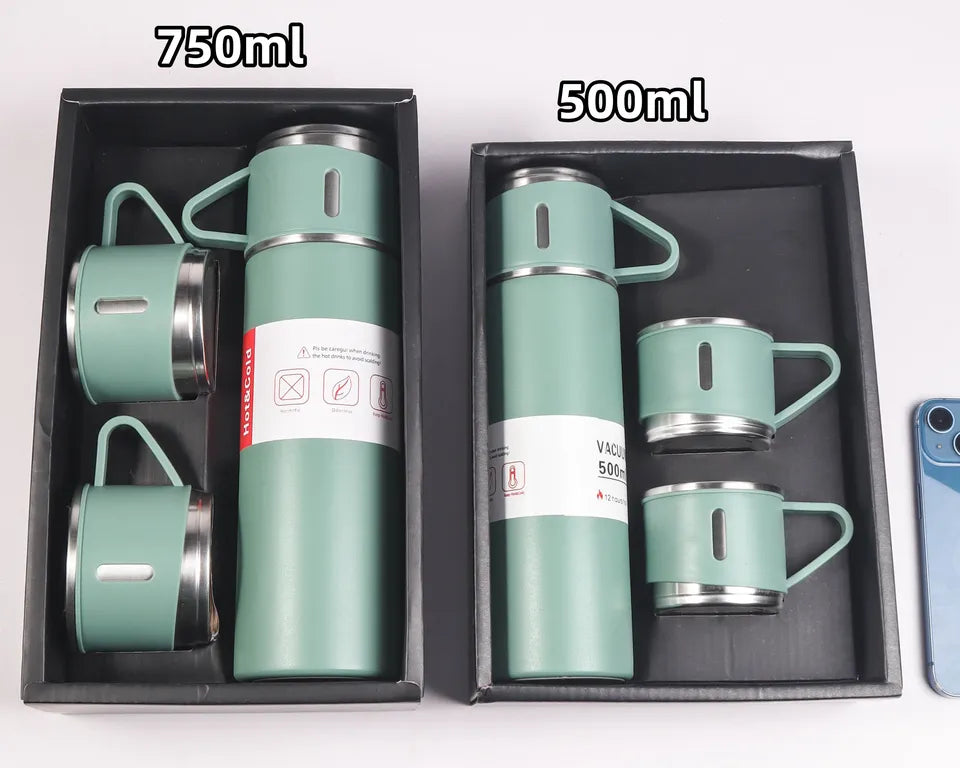 Stainless Steel Vacuum Insulated Flask Thermos Set in Gift Box - 3pcs, 500ml, 750ml - WBS0010