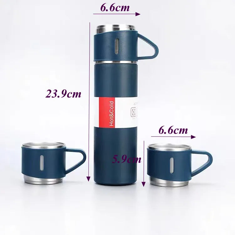 Stainless Steel Vacuum Insulated Flask Thermos Set in Gift Box - 3pcs, 500ml, 750ml - WBS0010