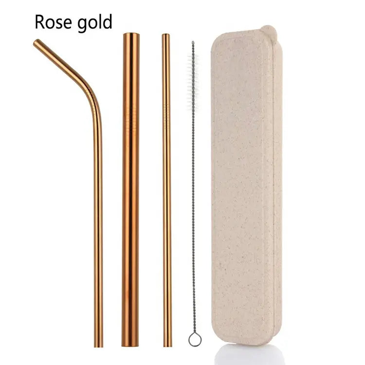 RSS0005 Reusable 304 Metal Stainless Steel Straw Set in box