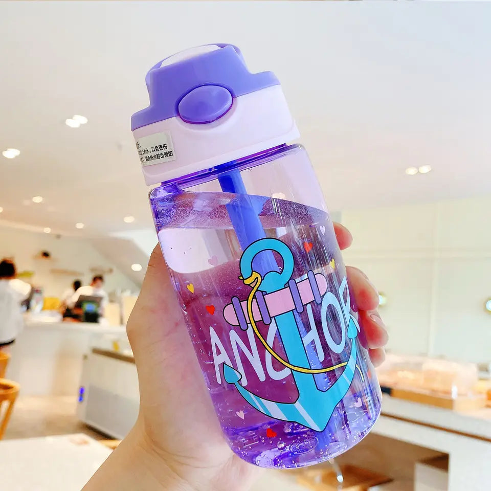 WBP0047 Portable Plastic Water Bottles with Straw for Kids - 500ml
