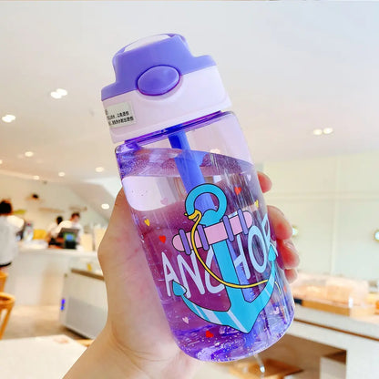 WBP0047 Portable Plastic Water Bottles with Straw for Kids - 500ml