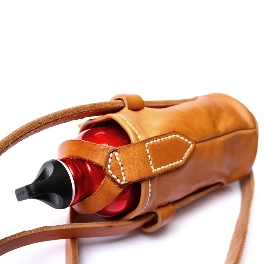 Luxurious Genuine Cow Leather Vintage Bottle Carrier Bag - BCP0015